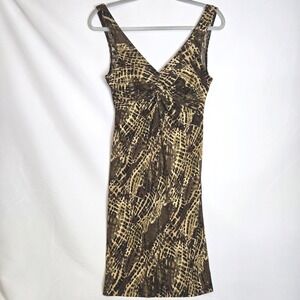 Next Up Animal Print Twist Front Sleeveless Midi Dress 90s y2k Vtg Boho Small